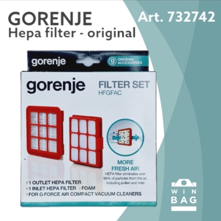Komplet filtera za Gorenje 732742/VC1901/VC1701/G-Force Air Compact usisivača.